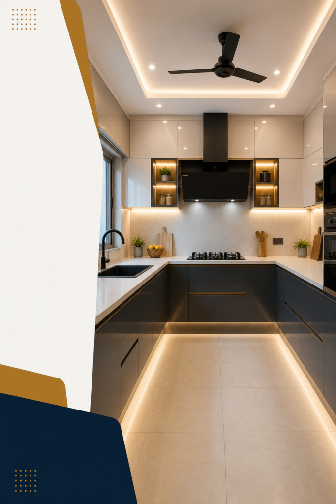 U-Shaped Modular Kitchen Design in Suncity